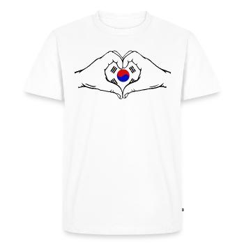 South Korea Flag Hands Heart Shape - Men's Premium Organic T-Shirt - white - Front - Nico (187cm)