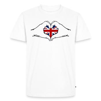 Angleterre en forme de coeur avec les mains - T-shirt Premium bio Homme - blanc - Devant - Nico (187cm)