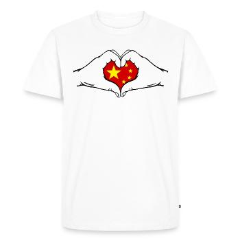 Chine Forme de coeur avec les mains - T-shirt Premium bio Homme - blanc - Devant - Nico (187cm)