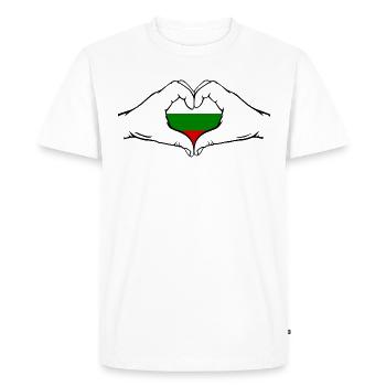 Bulgaria Flag Heart Shape - Men's Premium Organic T-Shirt - white - Front - Nico (187cm)