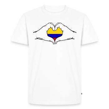 Drapeau de la Colombie en forme de coeur - T-shirt Premium bio Homme - blanc - Devant - Nico (187cm)