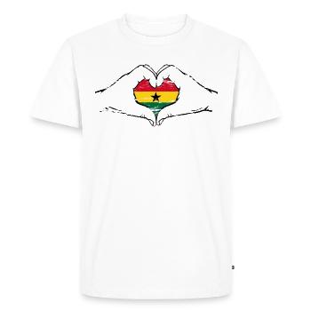 Drapeau du Ghana en forme de coeur utilisé - T-shirt Premium bio Homme - blanc - Devant - Nico (187cm)