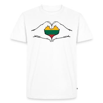 Lithuania Flag Heart Shape - Men's Premium Organic T-Shirt - white - Front - Nico (187cm)