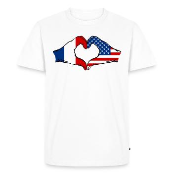 France USA Heart Shape with Hands - Men's Premium Organic T-Shirt - white - Front - Nico (187cm)