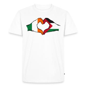 Irlande Palestine Forme de coeur avec les mains - T-shirt Premium bio Homme - blanc - Devant - Nico (187cm)