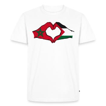 Forme de coeur Maroc Palestine avec mains - T-shirt Premium bio Homme - blanc - Devant - Nico (187cm)