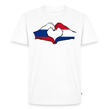 Russia Holland heart shape with hands - Men's Premium Organic T-Shirt - white - Front - Nico (187cm)