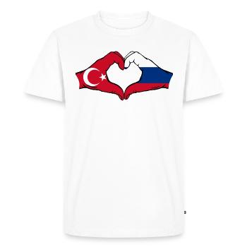 Türkei Russland Herzform mit Hände - Männer Premium Bio T-Shirt - Weiß - Vorne - Nico (187cm)