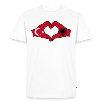 Turquie Albanie Forme de coeur avec les mains - T-shirt Premium bio Homme - blanc - Devant - Nico (187cm)