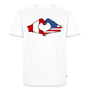 Peru USA heart shape with hands - Men's Premium Organic T-Shirt - white - Front - Nico (187cm)