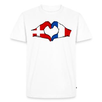 Denmark France Heart Shape with Hands - Men's Premium Organic T-Shirt - white - Front - Nico (187cm)