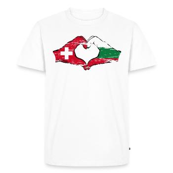Suisse Bulgarie Drapeau Mains Coeur Forme Utilisé - T-shirt Premium bio Homme - blanc - Devant - Nico (187cm)