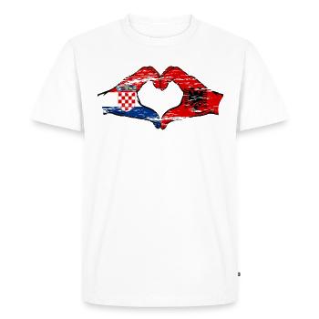 Croatie Albanie Drapeau Mains Coeur Forme Utilisé - T-shirt Premium bio Homme - blanc - Devant - Nico (187cm)