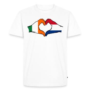 Ireland Holland Flag Hands Heart Shape - Men's Premium Organic T-Shirt - white - Front - Nico (187cm)