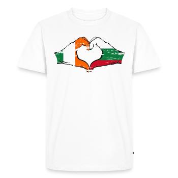 Irlande Bulgarie Drapeau Mains Coeur Forme Utilisé - T-shirt Premium bio Homme - blanc - Devant - Nico (187cm)