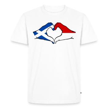 Ecosse Indonésie Drapeau Mains Coeur Forme - T-shirt Premium bio Homme - blanc - Devant - Nico (187cm)