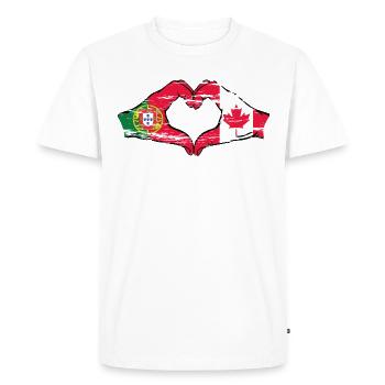Portugal Canada Drapeau Mains Coeur Forme Utilisé - T-shirt Premium bio Homme - blanc - Devant - Nico (187cm)