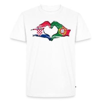 Croatie Portugal Drapeau Mains Coeur Forme Utilisé - T-shirt Premium bio Homme - blanc - Devant - Nico (187cm)