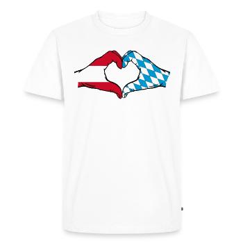 Autriche Bavière Drapeau Mains Coeur - T-shirt Premium bio Homme - blanc - Devant - Nico (187cm)