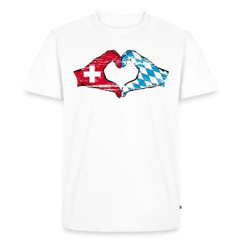Suisse Bavière Drapeau Mains Coeur Forme Coeur Utilisé - T-shirt Premium bio Homme - blanc - Devant - Nico (187cm)