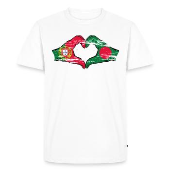 Drapeau du Portugal Bangladesh en forme de coeur utilisé - T-shirt Premium bio Homme - blanc - Devant - Nico (187cm)