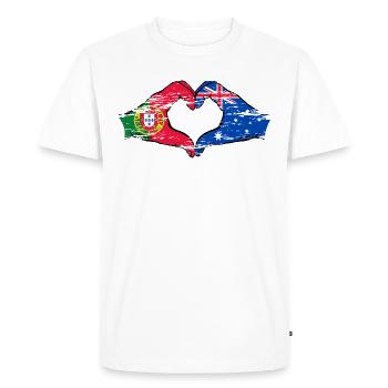 Portugal Australie drapeau coeur forme utilisé - T-shirt Premium bio Homme - blanc - Devant - Nico (187cm)
