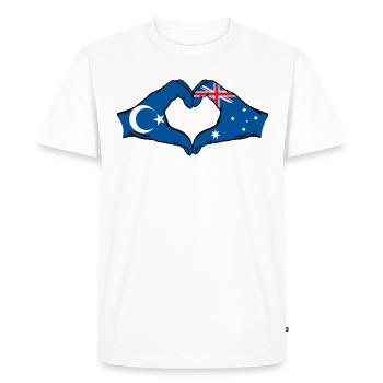 Uyghurs Australia Flag Heart Shape - Men's Premium Organic T-Shirt - white - Front - Nico (187cm)