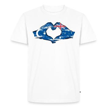 Uyghur Australia flag heart shape used - Men's Premium Organic T-Shirt - white - Front - Nico (187cm)