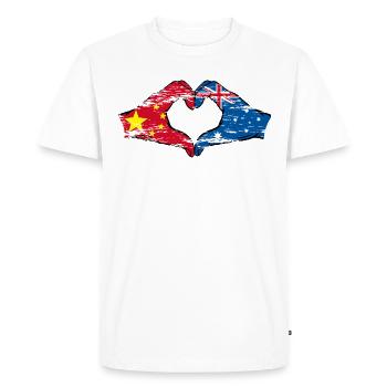 China Australia flag heart shape used - Men's Premium Organic T-Shirt - white - Front - Nico (187cm)