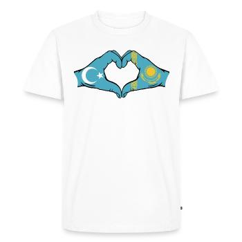 Uyghurs Kazakhstan Flag Hands Heart Shape - Men's Premium Organic T-Shirt - white - Front - Nico (187cm)
