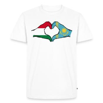 Hungary Kazakhstan Flag Hands Heart Shape - Men's Premium Organic T-Shirt - white - Front - Nico (187cm)