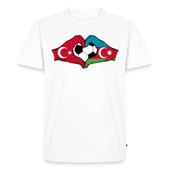 Turquie Azerbaïdjan Football Drapeau Mains Coeur Forme - T-shirt Premium bio Homme - blanc - Devant - Nico (187cm)