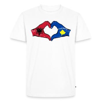 Albanie Kosovo drapeau mains forme de coeur utilisé - T-shirt Premium bio Homme - blanc - Devant - Nico (187cm)
