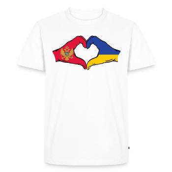 Montenegro Ukraine Flag Hands Heart Shape - Men's Premium Organic T-Shirt - white - Front - Nico (187cm)