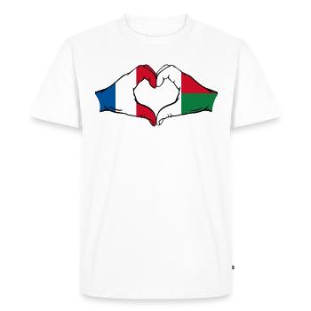 France Madagascar Flag Hands Heart Shape - Men's Premium Organic T-Shirt - white - Front - Nico (187cm)