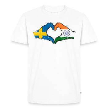 Suède Inde Mains Forme de Coeur Utilisé - T-shirt Premium bio Homme - blanc - Devant - Nico (187cm)