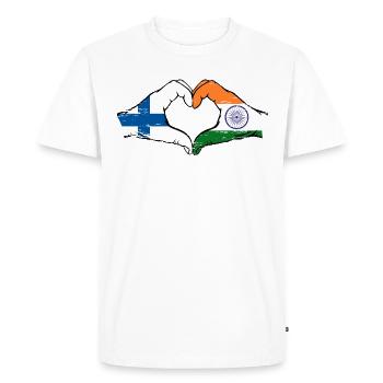 Finland India hands heart shape used - Men's Premium Organic T-Shirt - white - Front - Nico (187cm)