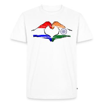 Holland India Hands Heart Shape Used - Men's Premium Organic T-Shirt - white - Front - Nico (187cm)