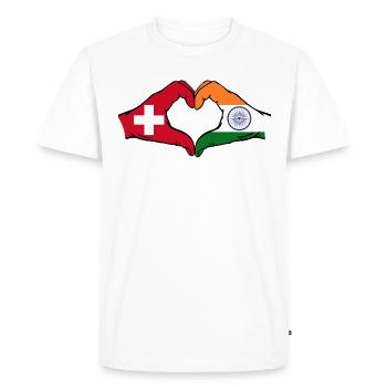 Switzerland India hands heart shape - Men's Premium Organic T-Shirt - white - Front - Nico (187cm)