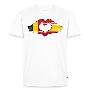 Belgium Spain hands heart shape used - Men's Premium Organic T-Shirt - white - Front - Nico (187cm)