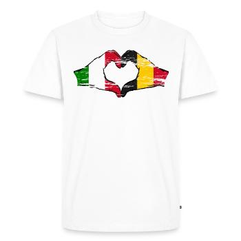 Italie Belgique mains forme coeur utilisé - T-shirt Premium bio Homme - blanc - Devant - Nico (187cm)