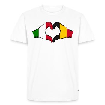 Italie Belgique mains en forme de cœur - T-shirt Premium bio Homme - blanc - Devant - Nico (187cm)