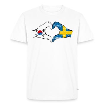 Corée du Sud Suède Mains Forme de Coeur Utilisé - T-shirt Premium bio Homme - blanc - Devant - Nico (187cm)