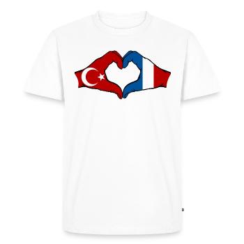 Turkey France Hands Heart Shape - Men's Premium Organic T-Shirt - white - Front - Nico (187cm)