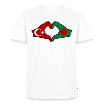 Turquie Bangladesh Mains Forme de coeur - T-shirt Premium bio Homme - blanc - Devant - Nico (187cm)