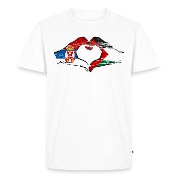 Serbie Palestine drapeau forme de coeur utilisé - T-shirt Premium bio Homme - blanc - Devant - Nico (187cm)
