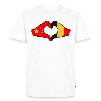 China Belgium Flag Heart Shape - Men's Premium Organic T-Shirt - white - Front - Nico (187cm)