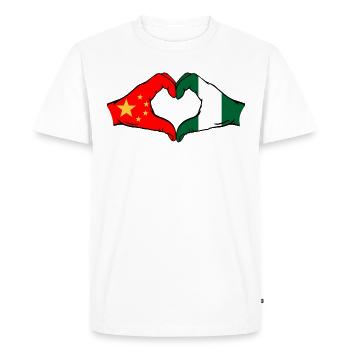China Nigeria Flag Heart Shape - Men's Premium Organic T-Shirt - white - Front - Nico (187cm)