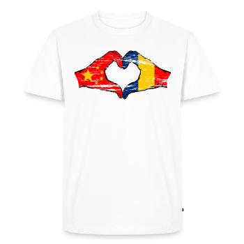 China Romania flag heart shape used - Men's Premium Organic T-Shirt - white - Front - Nico (187cm)