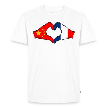 China France Flag Heart Shape - Men's Premium Organic T-Shirt - white - Front - Nico (187cm)